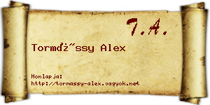 Tormássy Alex névjegykártya