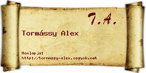 Tormássy Alex névjegykártya